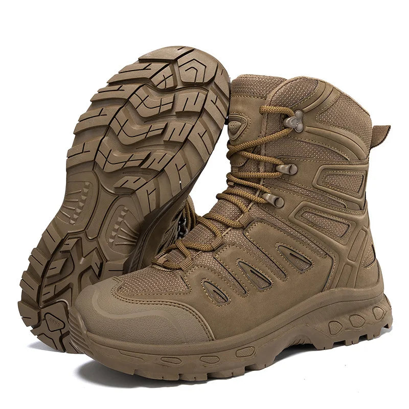 Men's Military Boots Rotating Button Men Desert Tactical Boots Outdoor Combat Boots Wear Resistant Man Winter Boots Hiking Shoes  Amaijoin