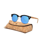 Carregue a imagem no visualizador da Galeria, Kenbo Half Frame Polarized Wood Sunglasses With Case Man Woman Luxury Brand Designer Sun Glasses Male Retro Rivet Mirror Eyewear  Amaijoin
