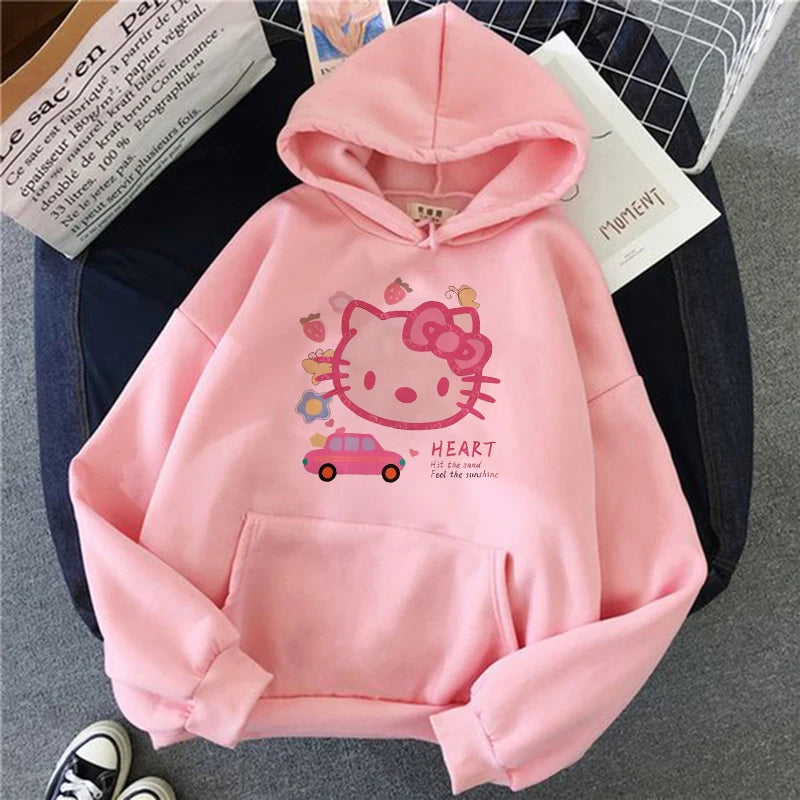 Women 90s Y2k 2000s Hoodies Hello Kitty Hip Hop Hoodie Sanrio Sweatshirt Clothes Tops Sweatshirt Clothing Streetwear  Amaijoin