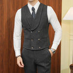 Carregue a imagem no visualizador da Galeria, Brand Clothing Men&#39;s Suit Vests Herringbone Wool Tweed Double Breasted Waistcoat Tuxedo Groomsmen for Wedding 4XL 5XL  Amaijoin
