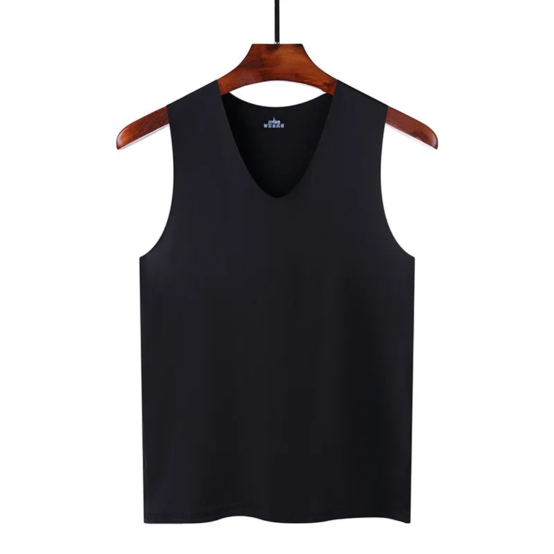 Men's Underwears Undershirts Summer Vest Men Traceless Ice Silk Tank Top Slim Fit Sports Fitness Sleeveless Breathable Singlet  Amaijoin