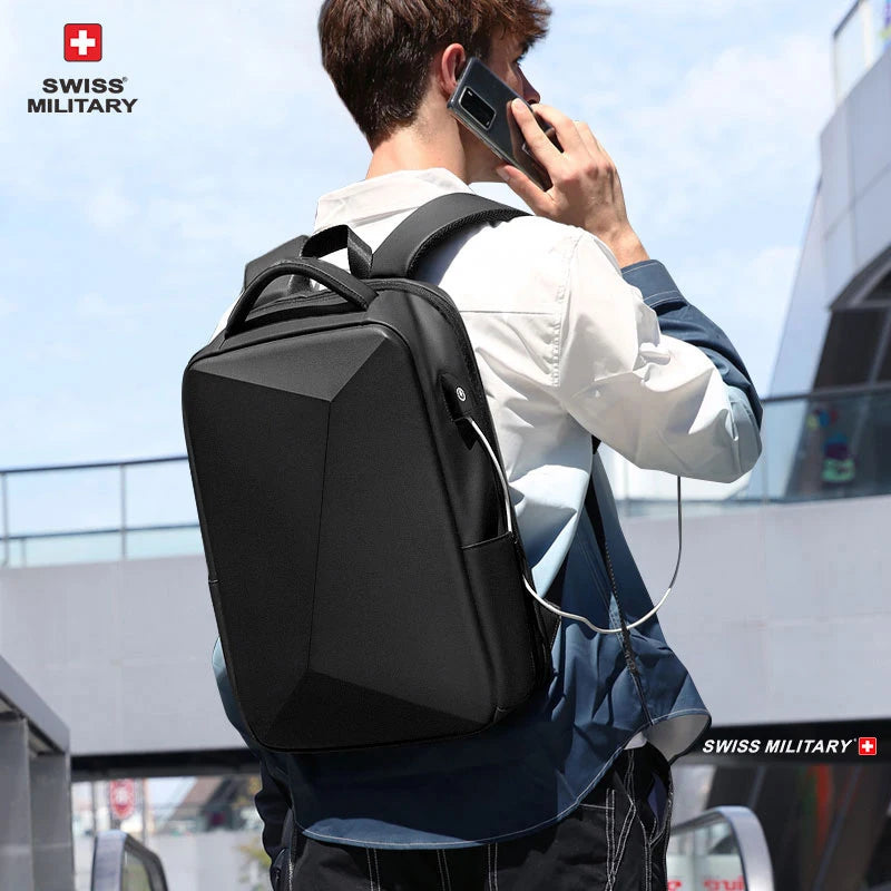 Swiss Military Brand Laptop Backpack Anti-theft Waterproof Casual Backpack USB Charging Men Business Travel Bag Backpack Mochila  Amaijoin