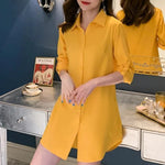 Carregue a imagem no visualizador da Galeria, Mid-Length White Shirt Women BF Sexy Shirt Pajamas Female Skirt Ladies Tops Loose 2023 Autumn Clothing Women Shirts and Blouses  Amaijoin
