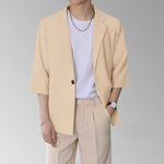 Carregue a imagem no visualizador da Galeria, INCERUN Men Blazer Solid Color Lapel Short Sleeve One Button Casual Suits Men Streetwear Loose 2024 Fashion Leisure Thin Coats  Amaijoin
