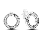 Carregue a imagem no visualizador da Galeria, New Fashion 925 Sterling Silver Double Circle Earrings For Women Shining Zircon Piercing Ear Studs Fine Engagement Jewelry  Amaijoin
