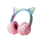 Carregue a imagem no visualizador da Galeria, Gradient wireless Headphones RGB cute cat ear Bluetooth Earphones with microphone Stereo Music Game Earphone Girls Kids Gifts  Amaijoin
