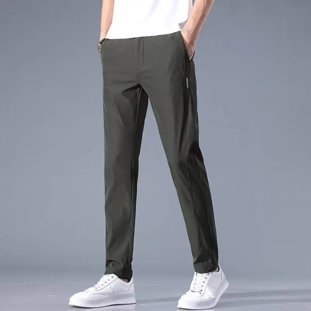 Chic Trousers Slim Fit Men Trousers Pockets Anti-wrinkle Men Summer Pants  Daily Wear  Amaijoin