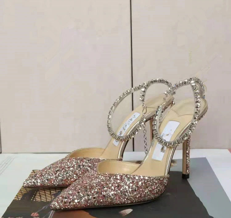 Sapatos de Salto Alto Bridal Cristal  Amaijoin