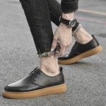 Load image into Gallery viewer, Brand Men Genuine Leather Shoes Casual Leather Flat Designer Vulcanized Shoes British Style Thick Bottom Comfy Walking Sneakers  Amaijoin
