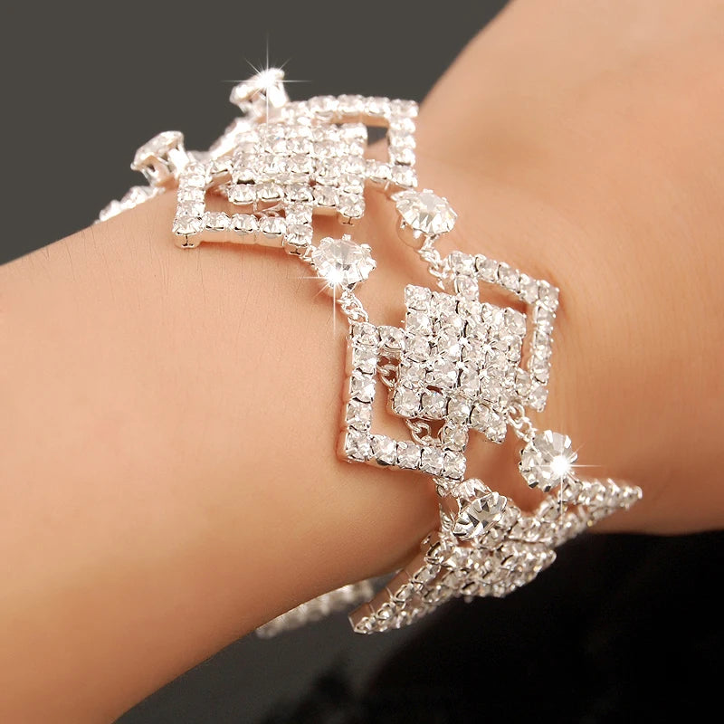 New Fashion Charm Bracelets 925 Silver AAAAA Zircon Crystal Women Bracelet Wedding Engagement Luxury Jewelry  Amaijoin