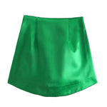 Load image into Gallery viewer, Slim Chic Elegant Women Mini Skirts Green Satin High Street Solid Side Zipper Sexy Bodycon Skirt Faldas Mujer  Amaijoin
