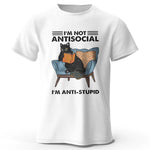 Carregue a imagem no visualizador da Galeria, Men&#39;s I Am Not Anti Social Printed T-Shirt 100% Cotton Oversized Funny Cat Graphic Tees for Men Women Summer Tops  Amaijoin
