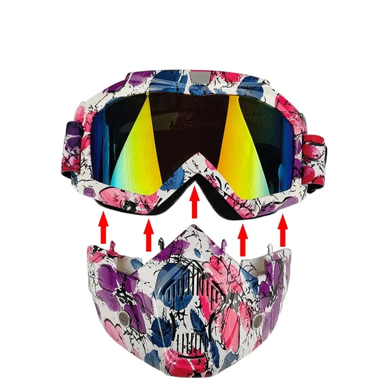 Motorcycle Mask Sakura Pattern Street Hip Hop Face Mask Motorcycle Goggles Mask Open Face Motorcycle Helmet Cycling Face Shield  Amaijoin