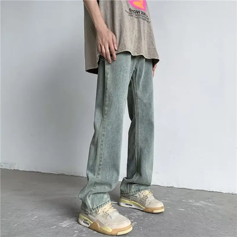 2023 Y2K Fashion Star Embroidery Baggy Jeans Pants Men Clothing Straight Washed Blue Women Luxury Denim Trousers Pantalon Homme  Amaijoin