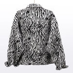 Carregue a imagem no visualizador da Galeria, Fashion Zebra Print Denim Jacket Women Loose Short Outerwear Spring Autumn Korean Big Pocket Long Sleeve Jeans Jackets Female  Amaijoin
