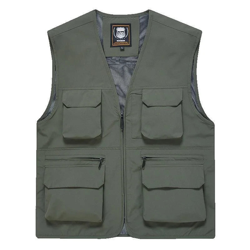 Summer Vest Mesh Men Man Tactical Military Sleeveless Parka Work Motorcyclist Jacket Spring Jumper Multi-pocket Camping Gilets  Amaijoin