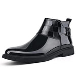 Carregue a imagem no visualizador da Galeria, New Men&#39;s Casual Patent Leather Luxury Chelsea Boots Business Shoes Mens Designer Brand Formal Dress Shoes for Men Ankle Boots  Amaijoin
