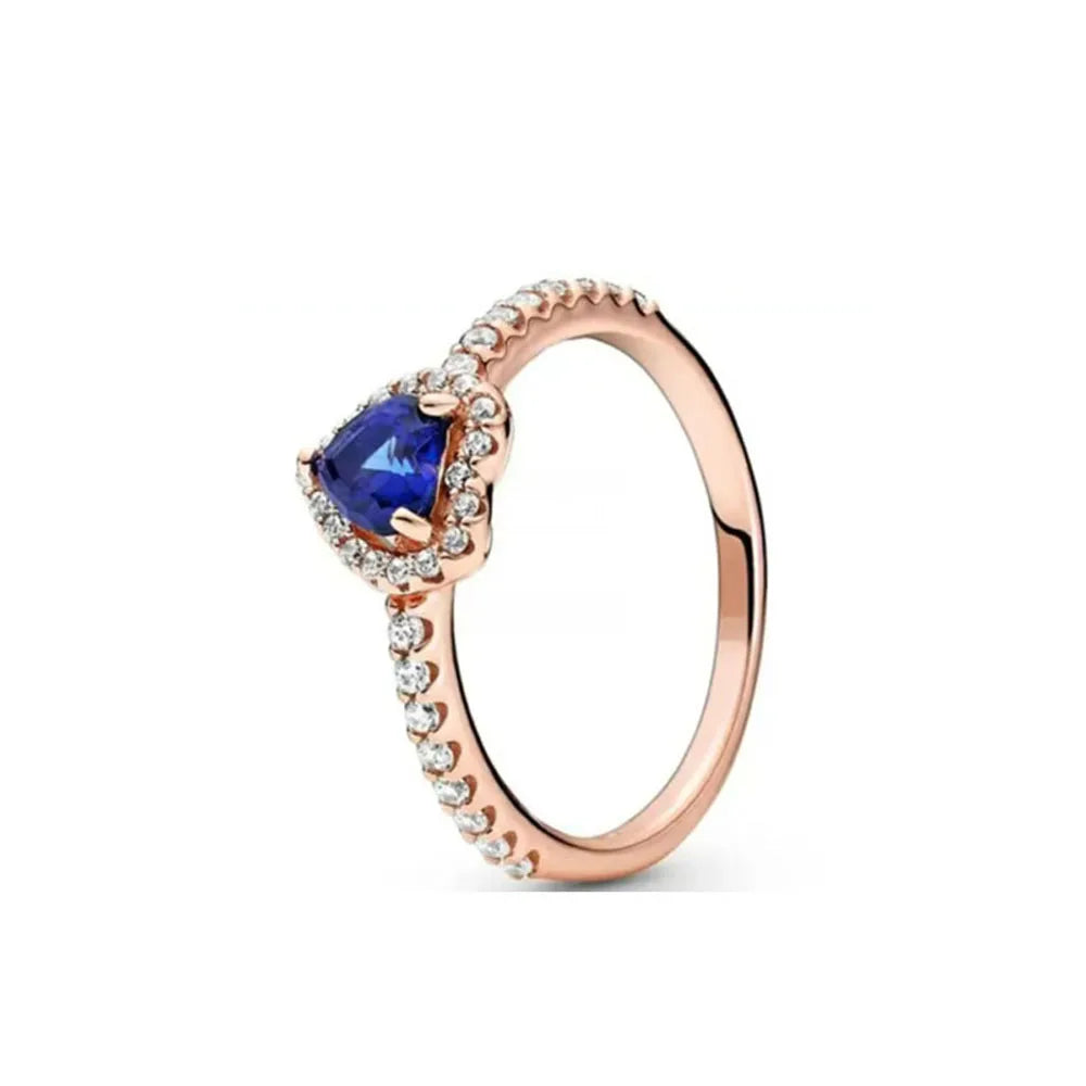 925 Silver Elevated Red Pink White Blue Green Heart Rose Gold Ring Rings Fro Women Zircon Design Original Sparking Zircon Rings  Amaijoin