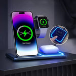 Carregue a imagem no visualizador da Galeria, Wireless Charger 3 in 1 For iPhone 15 14 13 12 Pro Max 11 15W Fast Charging Dock Station For Apple Watch Airpods Induction Stand  Amaijoin
