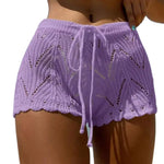 Load image into Gallery viewer, Women Beach Shorts Hollow Out Knitted Lace Drawstring Summer Bikini Pants Crochet Knit Swim Beach Wear Cover Up Juicy-buttocks  Amaijoin
