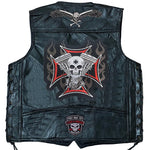 Carregue a imagem no visualizador da Galeria, Men&#39;s Motorcycle Leather Vest Fashion Embroidered Patches Sleeveless Biker Jacket Casual Streetwear Locomotive Club Punk Veste  Amaijoin
