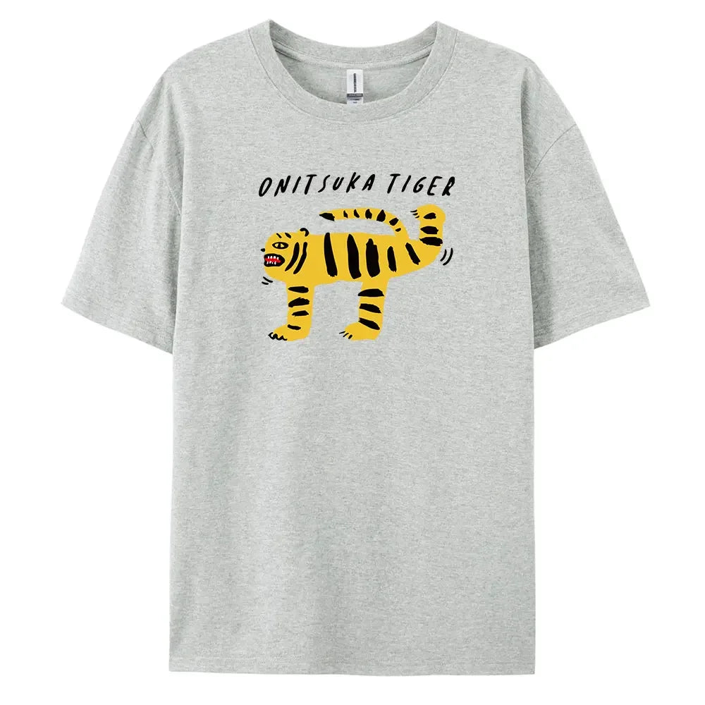 Tiger T-Shirt with Harajuku Style, Short Sleeves and 100% Cotton Fabric for Fashionable Look  Amaijoin