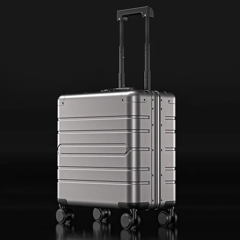 KLQDZMS New Suitcase Small Boarding Box All Aluminum Magnesium Alloy Trolley Business Travel Bag 18 Inches Cabin Luggage  Amaijoin