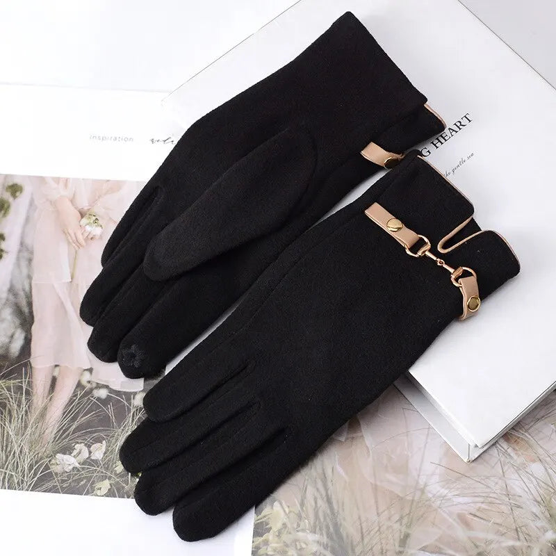 Fashion Lady Glove Mittens Women Winter Vintage Touch Screen Driving Keep Warm Windproof  Dropshiping New Grace mitaine femme  Amaijoin