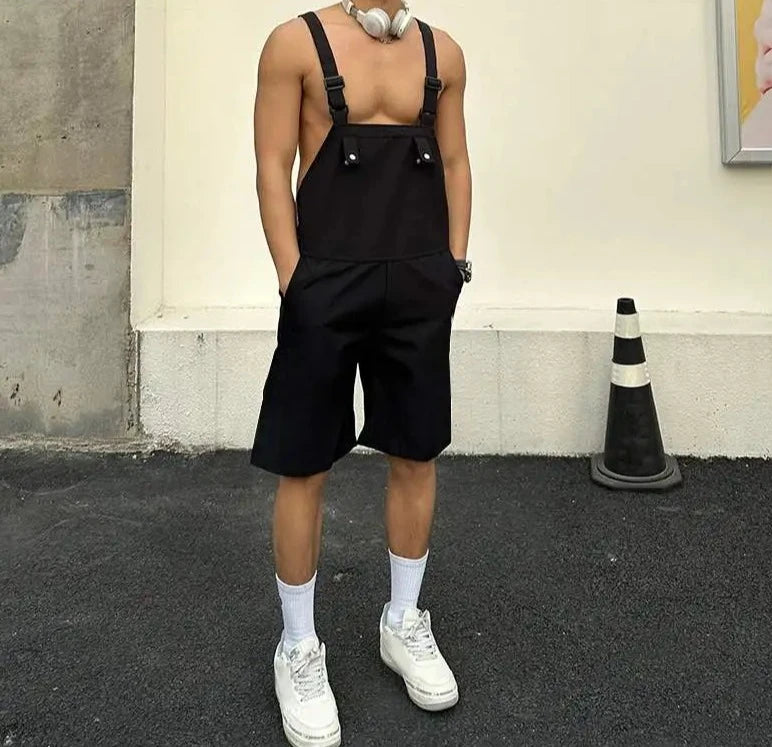 2023 Men Rompers Solid Color Sleeveless Summer Pockets Streetwear Suspender Jumpsuits Fashion Casual Men Overalls Shorts INCERUN  Amaijoin