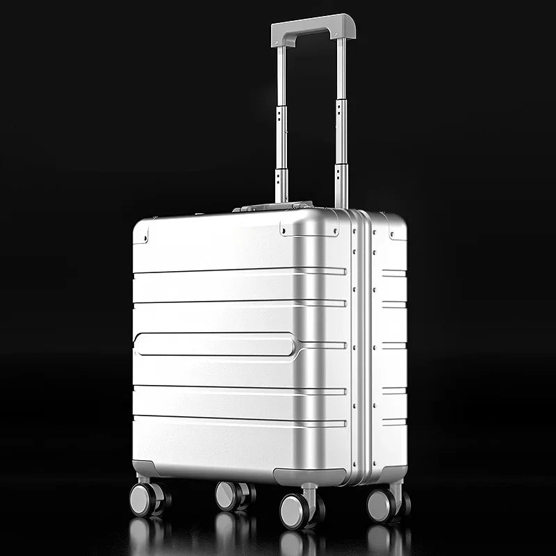 KLQDZMS New Suitcase Small Boarding Box All Aluminum Magnesium Alloy Trolley Business Travel Bag 18 Inches Cabin Luggage  Amaijoin