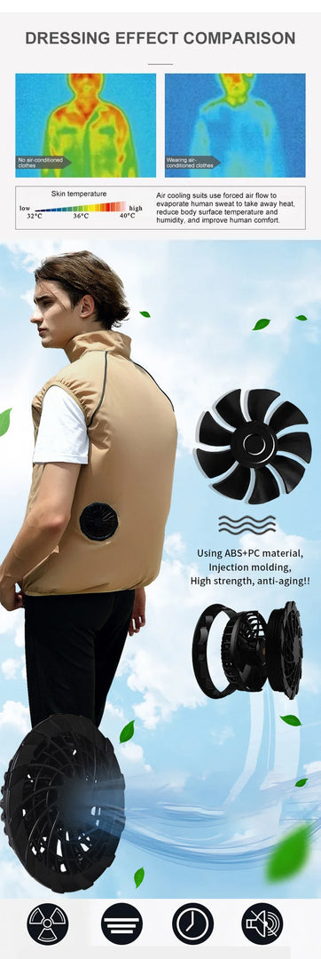 Men Summer Air Conditioning Clothing Fan Cooling Vest 2022 New USB Charging Cooling Sport Man Outdoor Solid Color Coat Plus Size  Amaijoin