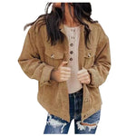 Carregue a imagem no visualizador da Galeria, Women&#39;s Autumn And Winter Loose Corduroy Lapel Double Pockets Long-Sleeved Shirt Jacket  Amaijoin
