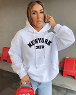 Carregue a imagem no visualizador da Galeria, Hirsionsan Letter Print Hoodies Women Oversized Polyester Long Sleeve Female Sweatshirt Streetwear Fleece Ladies Clothes Winter  Amaijoin
