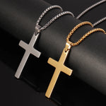 Carregue a imagem no visualizador da Galeria, 316L Stainless Steel Cross Necklace For Men Chain Necklaces Punk Gold Silver Black Color Cross Pendant Necklace  Jewelry  Amaijoin
