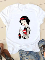 Carregue a imagem no visualizador da Galeria, Women&#39;s T-shirt Short Sleeve Cartoon Graphic Casual Tee Clothes College 90s Style Interconnection Princess Fashion Female  Amaijoin
