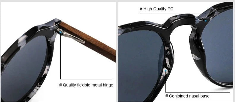 Oi Wood Sunglasses Women Men's Sun Glasses  Walnut Wood Round Eyeglasses Red LensTortoise Shell Frames  Amaijoin