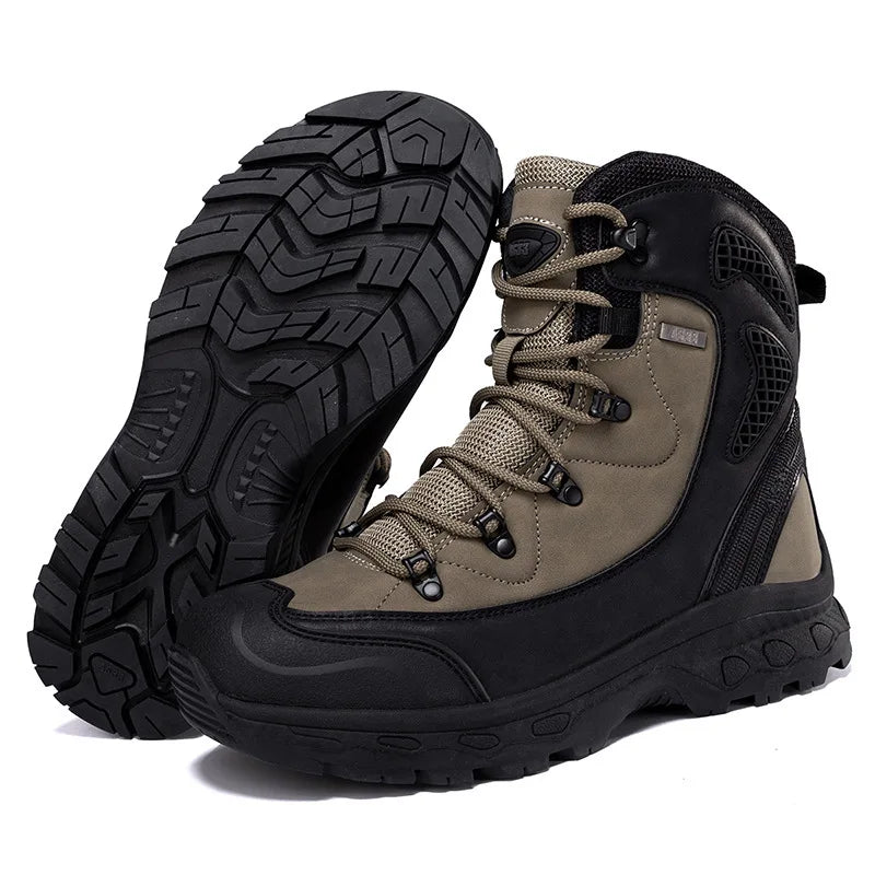 Men's Military Boots Rotating Button Men Desert Tactical Boots Outdoor Combat Boots Wear Resistant Man Winter Boots Hiking Shoes  Amaijoin