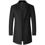 Carregue a imagem no visualizador da Galeria, Male Woolen Coat Solid Color Slim Mid-Length Windbreaker Warm Wear-Resistant Men&#39;s Wool Coat Business Formal Wear Casual Jacket  Amaijoin
