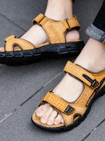 Carregue a imagem no visualizador da Galeria, Brand Classic Mens Sandals Summer Genuine Leather Sandals Men Holidays Outdoor Casual Shoes Men Sandal Beach 2023  Amaijoin
