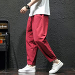 Carregue a imagem no visualizador da Galeria, 100% Cotton Summer Casual Pants Man Trendy Japanese Cropped Pants Loose Pants Men 5xl  Amaijoin
