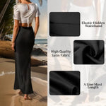 Carregue a imagem no visualizador da Galeria, A-line Skirt Women High Waist Skirt Elegant Faux Silk Satin Skirts for Women High Waist Fishtail A-line Styles Solid Colors  Amaijoin
