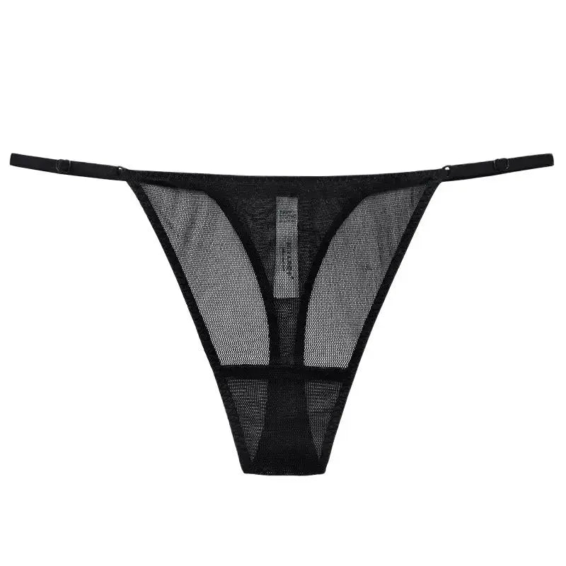 BirdTree 100%Real Silk Sexy Briefs, Women's Mesh Solid Thong, Transparent Erotic Basic T-back, 2024 Spring Summer New P41944QM  Amaijoin