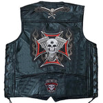 Carregue a imagem no visualizador da Galeria, Men&#39;s Motorcycle Leather Vest Fashion Embroidered Patches Sleeveless Biker Jacket Casual Streetwear Locomotive Club Punk Veste  Amaijoin
