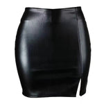 Carregue a imagem no visualizador da Galeria, Sexy High Waist Wrapped Hip Skirt Women Leather Black Comfortable Split Short Lady Skirt Party Dress Nightclub  Amaijoin
