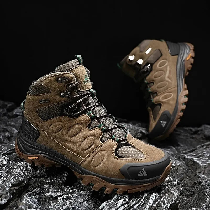 HIKEUP High-Top Men Hiking Boot Winter Outdoor Shoes Lace-Up Non-slip Sports Casual Trekking Boots Man Suede Warm Shoes  Amaijoin