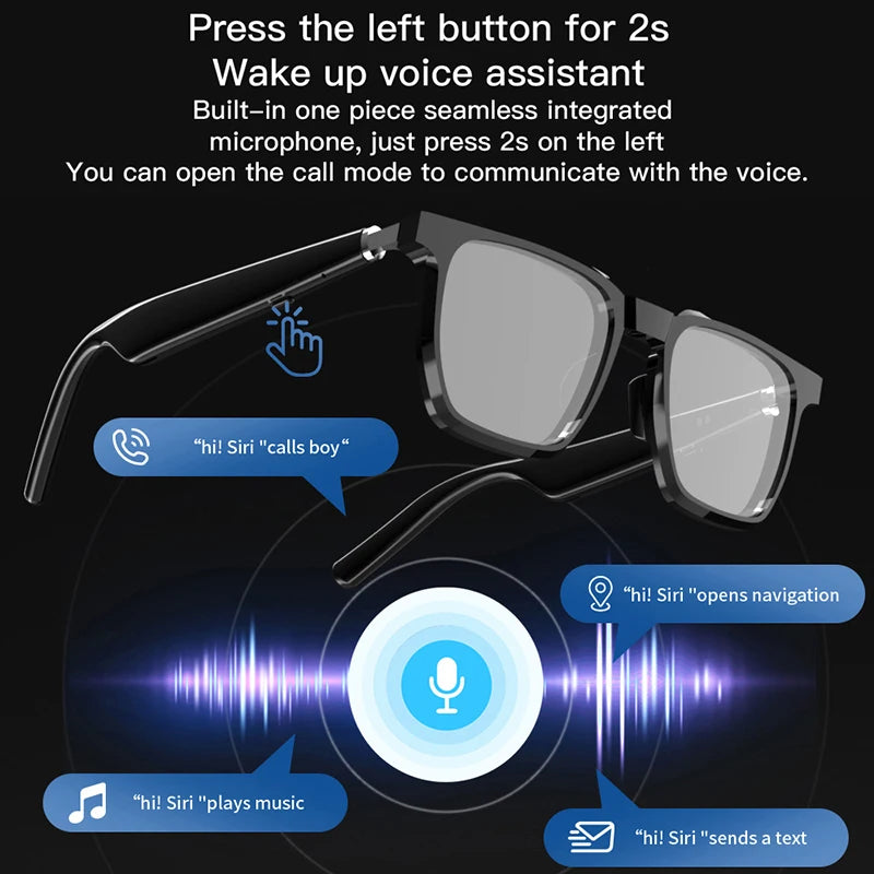 Wireless Bluetooth Headset Remote photography Voice assistant Music Smart Glasses Bluetooth Call Eyewear Men Women Eyeglasses  Amaijoin