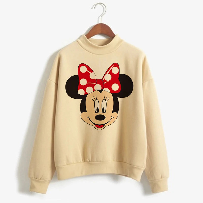 Sweatshirts Turtleneck Minnie Kawaii Cartoon  Anime Sweatshirt Disney Mickey Mouse Hoodie Clothes Girl Boy Top Hoodies  Amaijoin