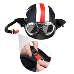 Load image into Gallery viewer, Half Open Face Motorcycle Helmet with Goggles Visor Scarf Biker Scooter Touring Helmet Detachable Visor Helmet  Amaijoin
