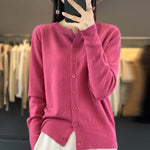 Carregue a imagem no visualizador da Galeria, Autumn And Winter New Cashmere Cardigan Women Solid Color Sweater Loose O-Neck Knitted Cashmere Cardigan Sweater Women  Amaijoin
