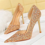 Carregue a imagem no visualizador da Galeria, Women 7cm 10.5cm High Heels Elegant Blue Pumps Sexy Sequins Bling Mid Heels Lady Scarpins Luxury Stiletto Sparkly Party Shoes  Amaijoin
